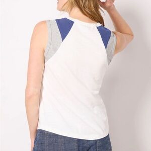 Evereve Kenzie White and Blue Tank Top